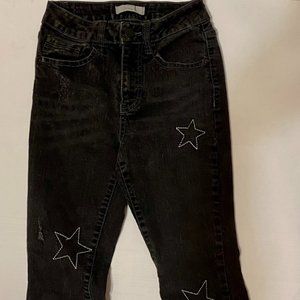 Wild Pearl Star Embroidered crop flare jeans (with stars)